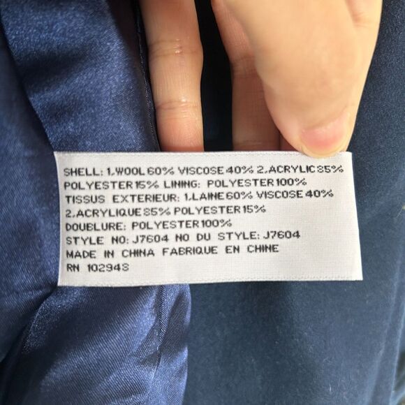 Tulle Anthropologie Wool Brown Faux Fur Trim Hood Long Blue Coat Size Medium - Picture 10 of 12